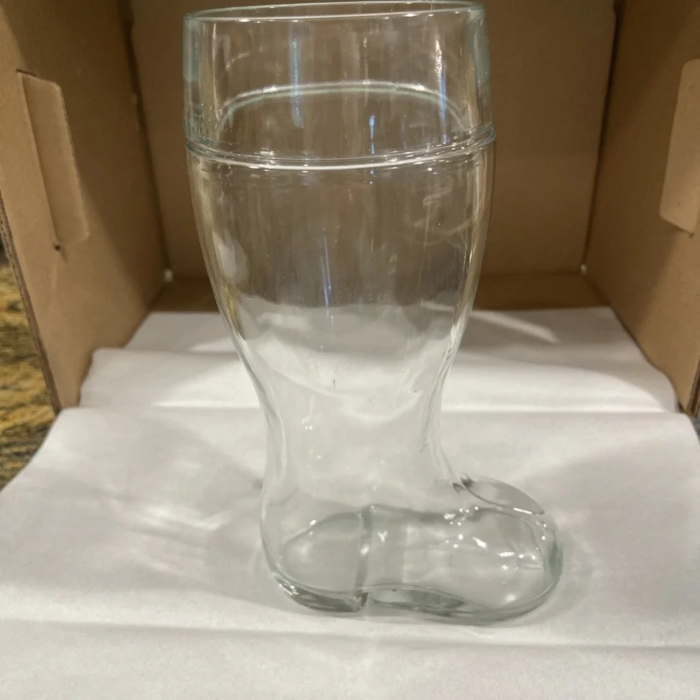 Cowboy Boot Shaped Clear Glass Mug Cup Beer Stein 10 Inches‎ Tall